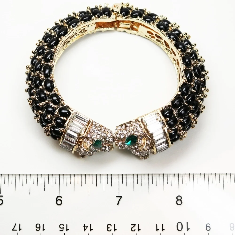 Exquisite Crystal Panther Chunky Cuff Bracelets - New Condition